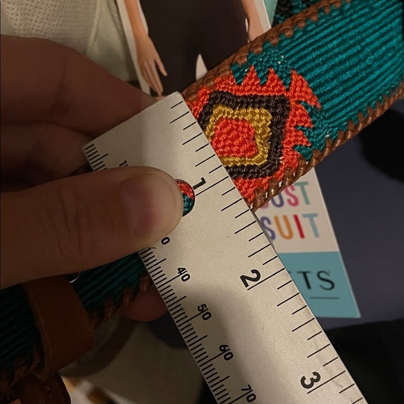 Teal Western Leather Belt - Picture 5 of 5